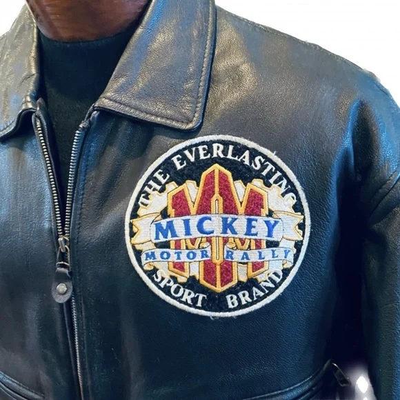 Mickey Mouse Motor Rally Racing Team Vintage Leather Jacket